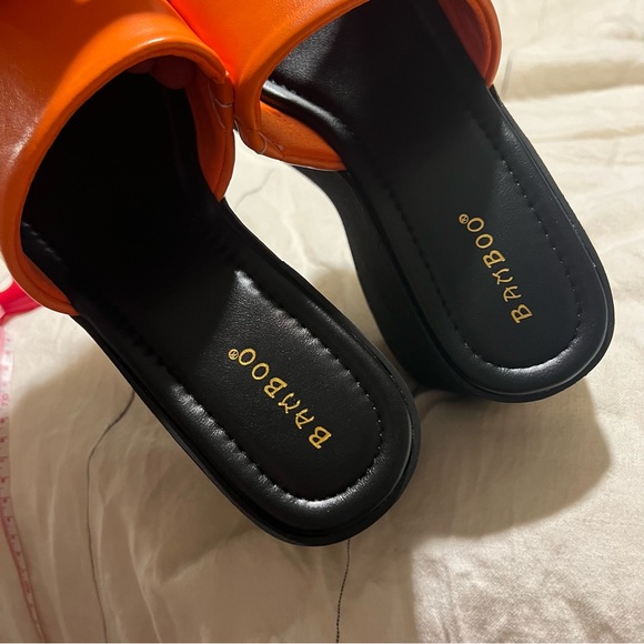Bamboo Barbie Platform Orange Faux Leather Sandals 90s NIB Super Platform Summer - Picture 5 of 12